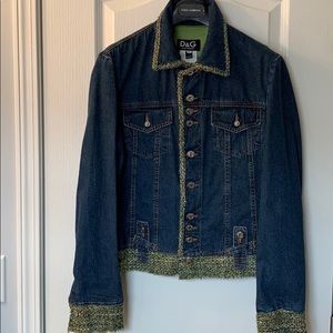 Dole & Gabbana Jean Jacket Green Tweed Silver